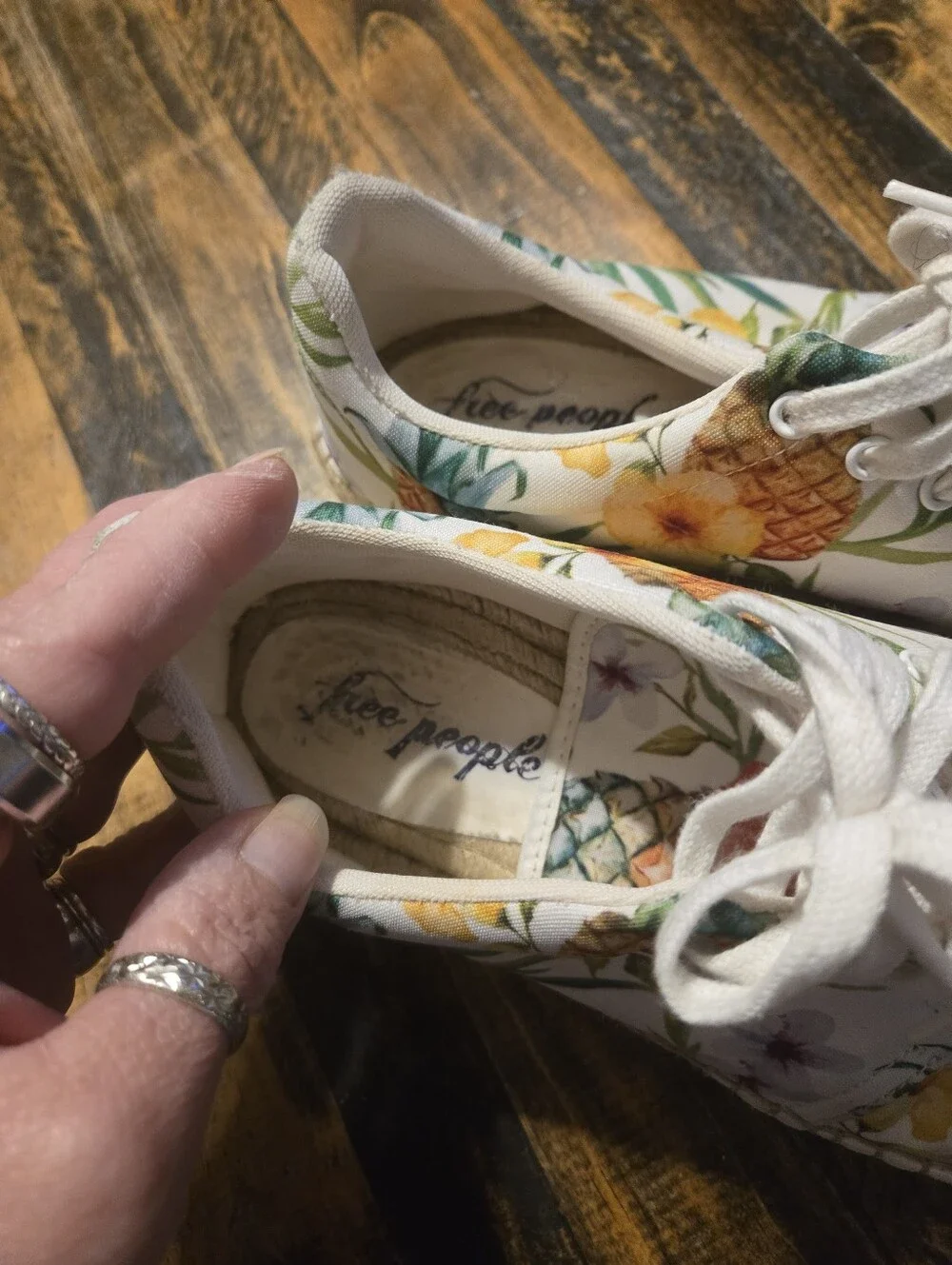 Free People Jackson Espadrille Floral Pineapple Canvas Lace-Up Sneakers